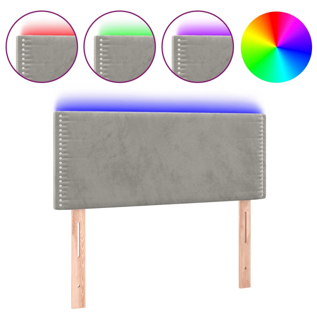 LED uzglavlje svjetlosivo 100x5x78/88 cm baršunasto