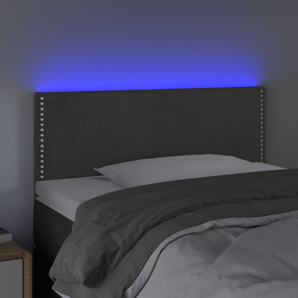 LED uzglavlje tamnosivo 100x5x78/88 cm baršunasto