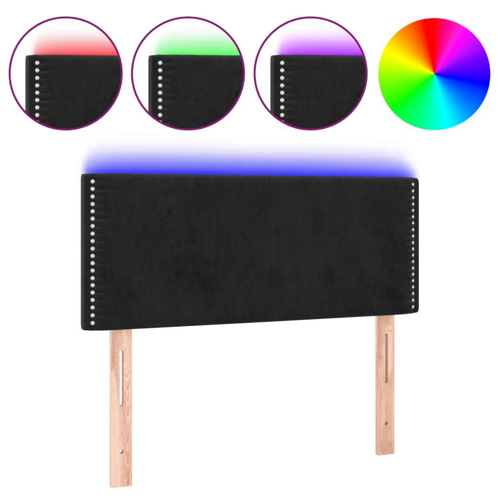 LED uzglavlje crno 100x5x78/88 cm baršunasto