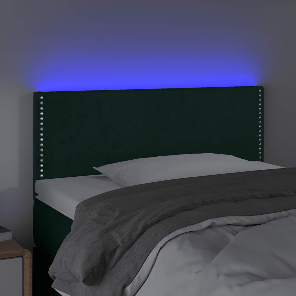 LED uzglavlje tamnozeleno 100x5x78/88 cm baršunasto