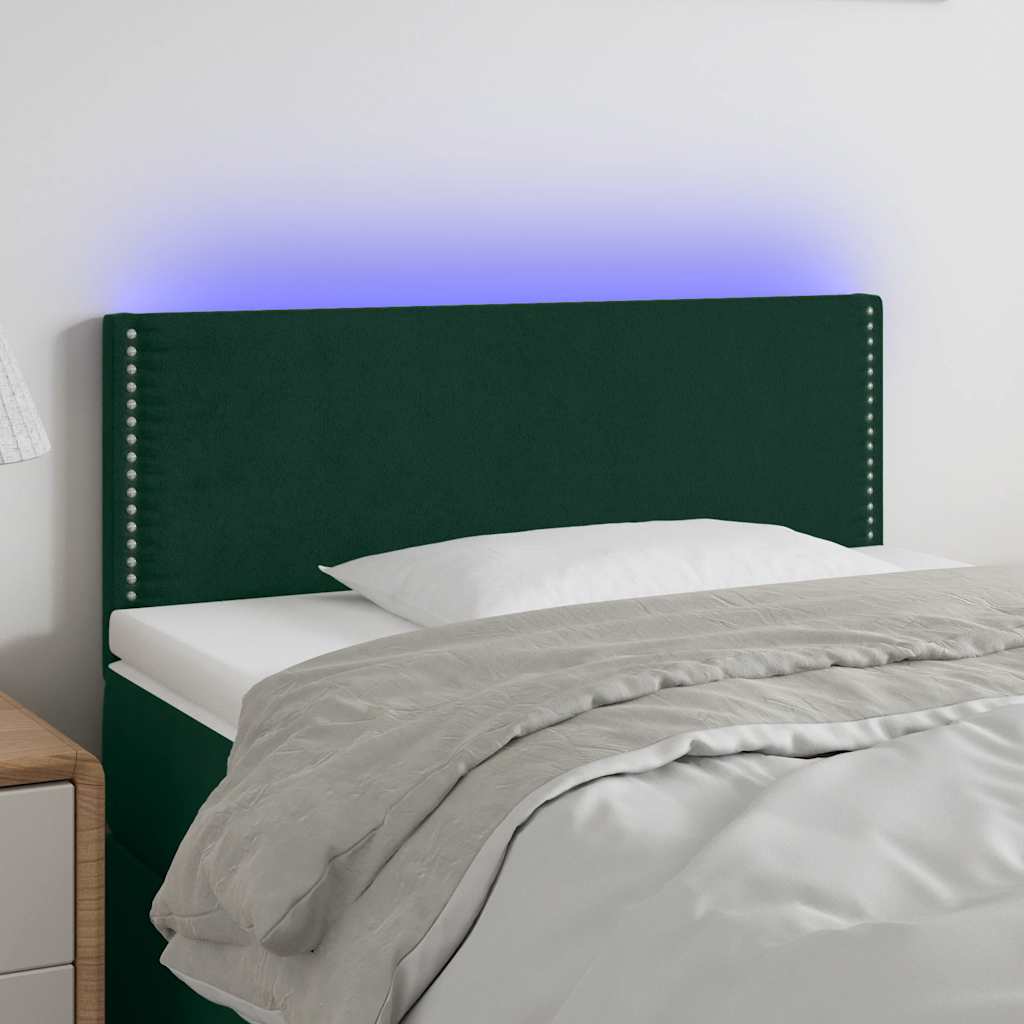 LED uzglavlje tamnozeleno 100x5x78/88 cm baršunasto