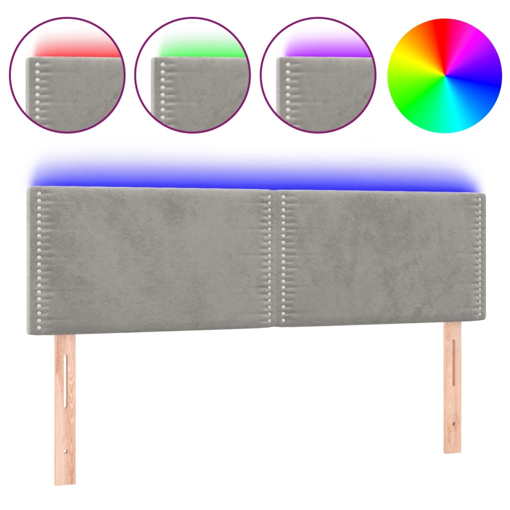 LED uzglavlje svjetlosivo 144x5x78/88 cm baršunasto