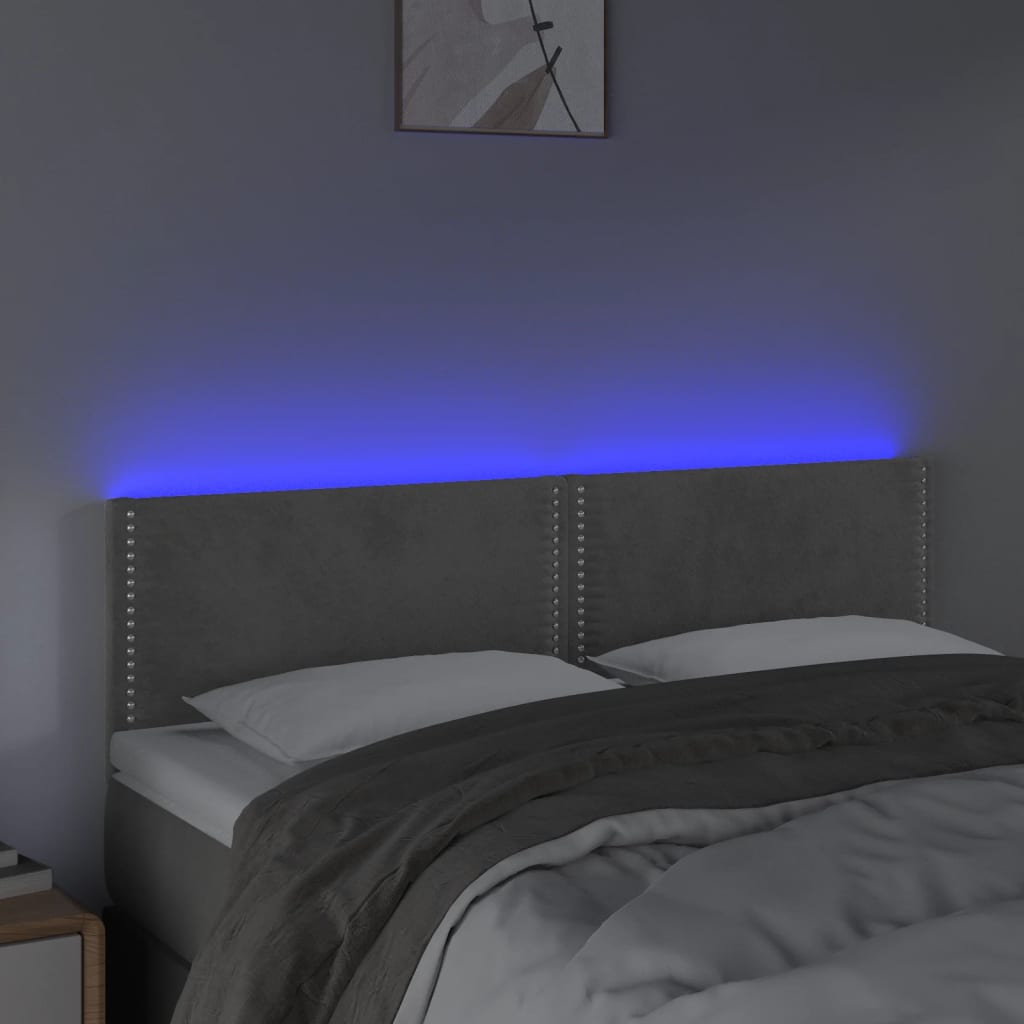 LED uzglavlje svjetlosivo 144x5x78/88 cm baršunasto