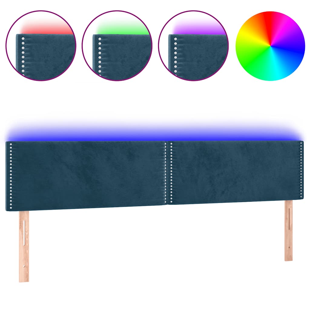 LED uzglavlje tamnoplavo 160x5x78/88 cm baršunasto