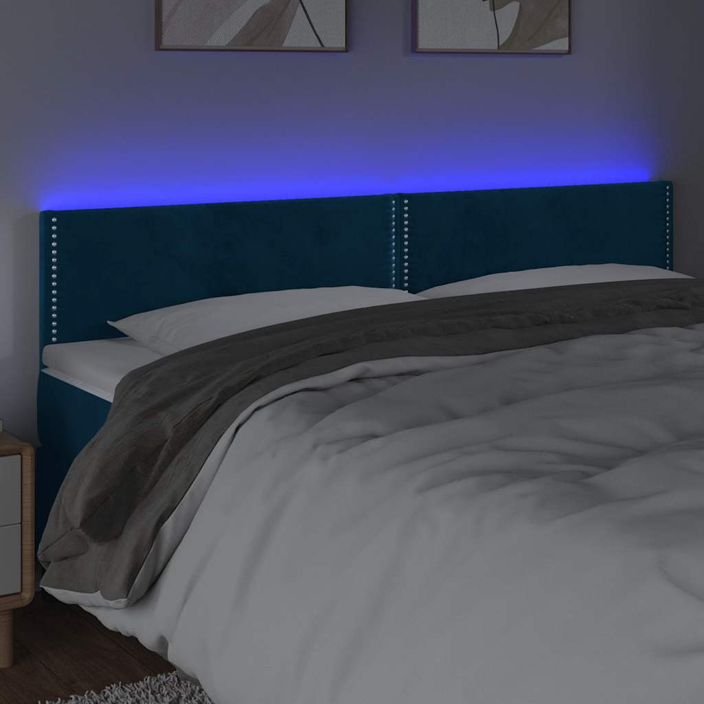 LED uzglavlje tamnoplavo 160x5x78/88 cm baršunasto