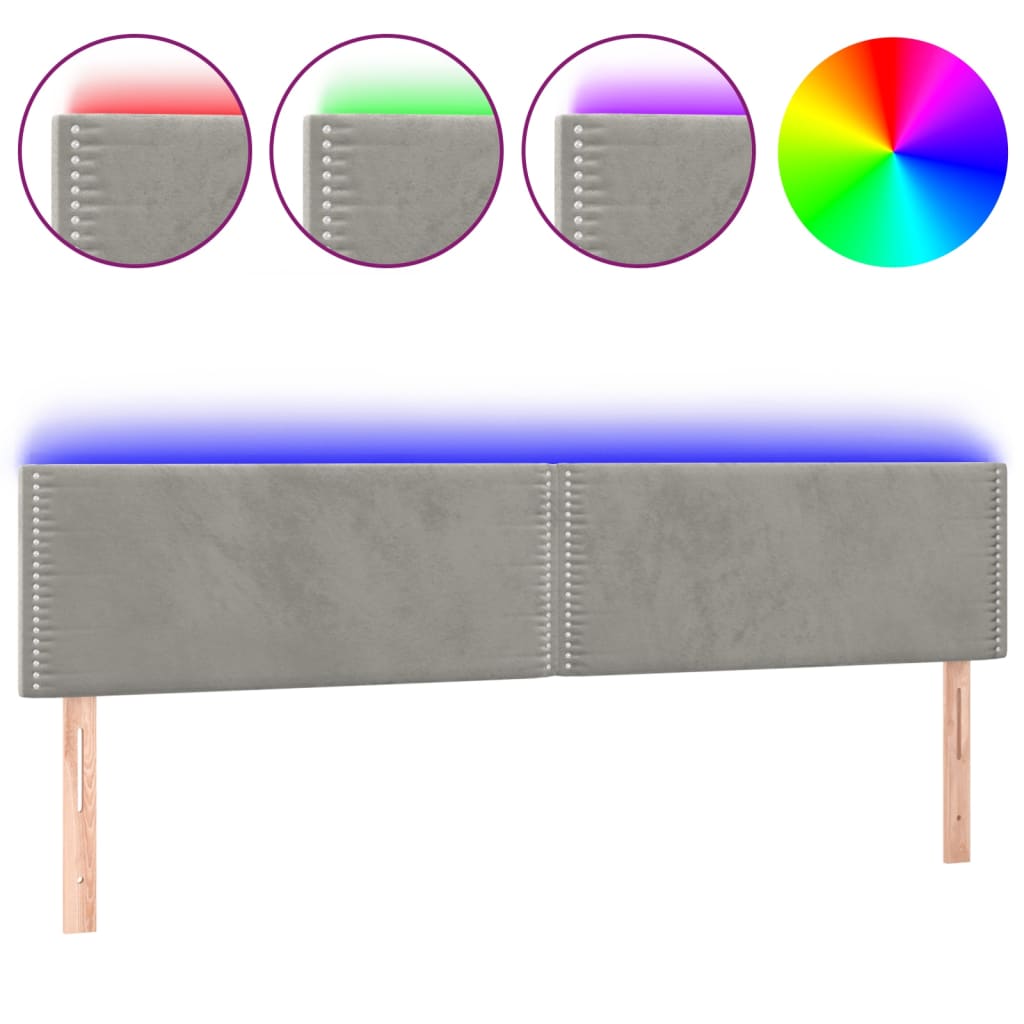 LED uzglavlje svjetlosivo 200x5x78/88 cm baršunasto