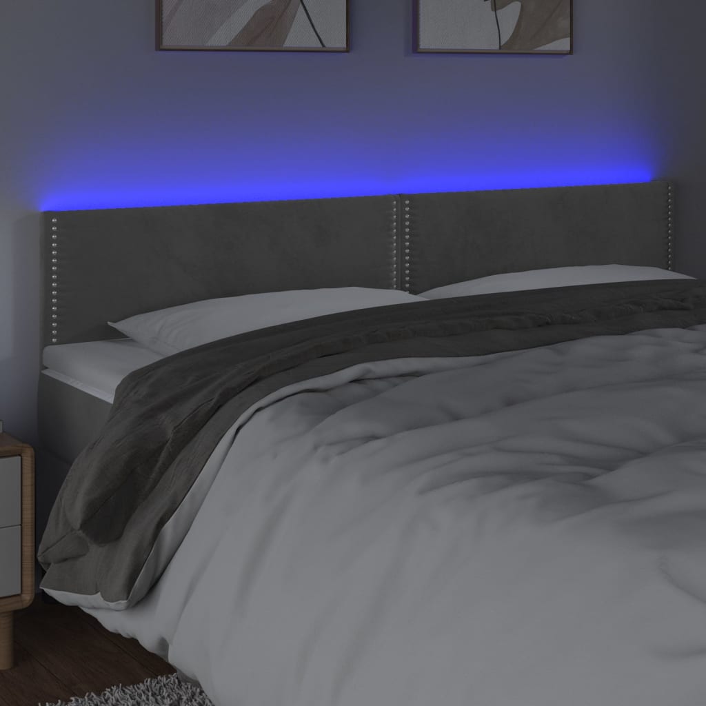 LED uzglavlje svjetlosivo 200x5x78/88 cm baršunasto