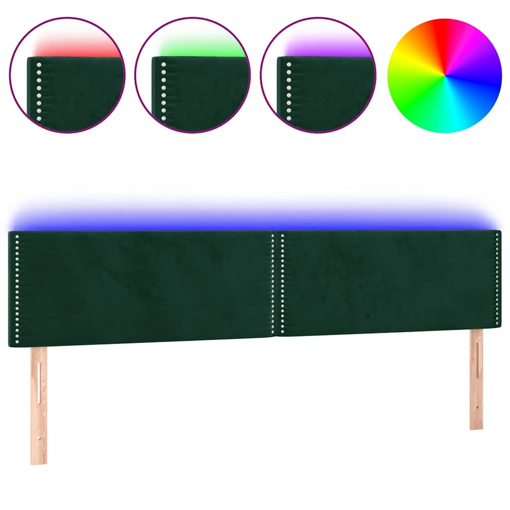 LED uzglavlje tamnozeleno 200x5x78/88 cm baršunasto