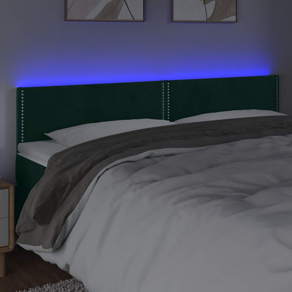LED uzglavlje tamnozeleno 200x5x78/88 cm baršunasto