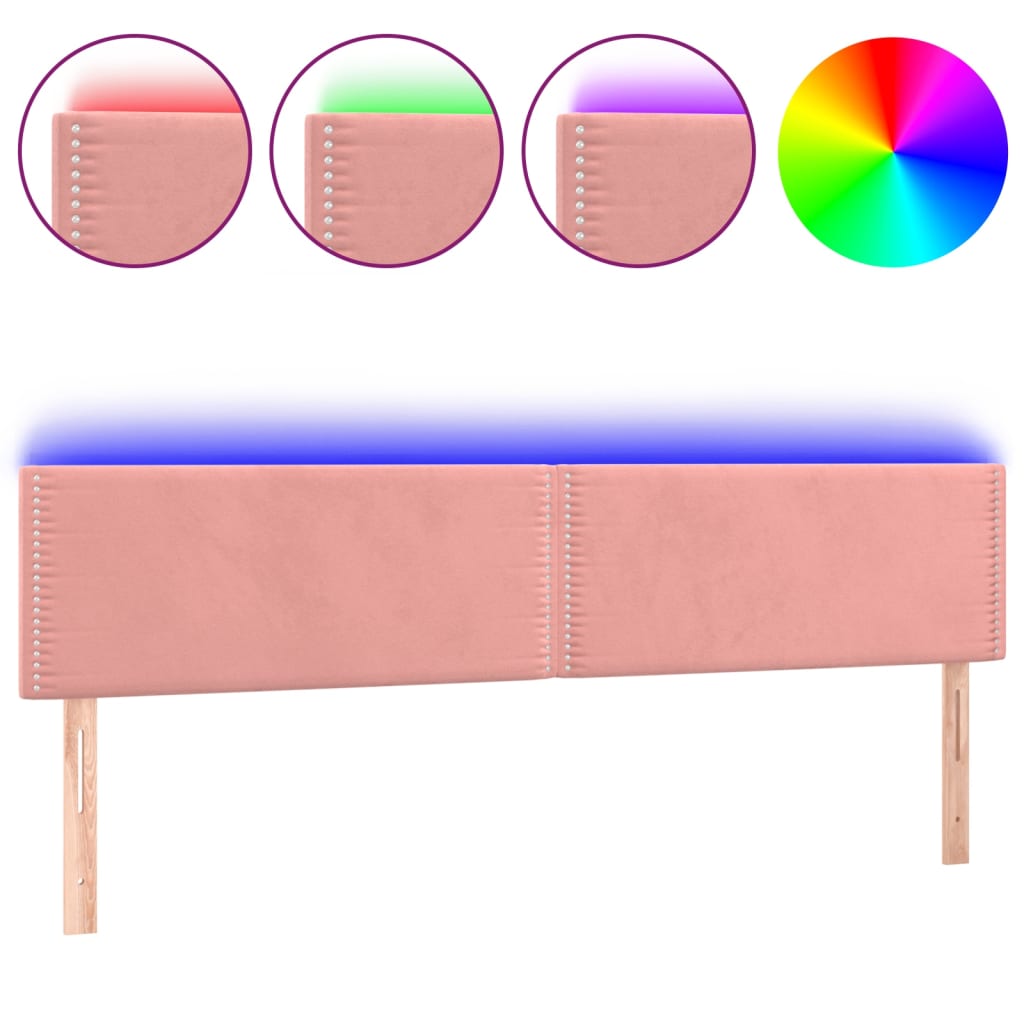 LED uzglavlje ružičasto 200x5x78/88 cm baršunasto