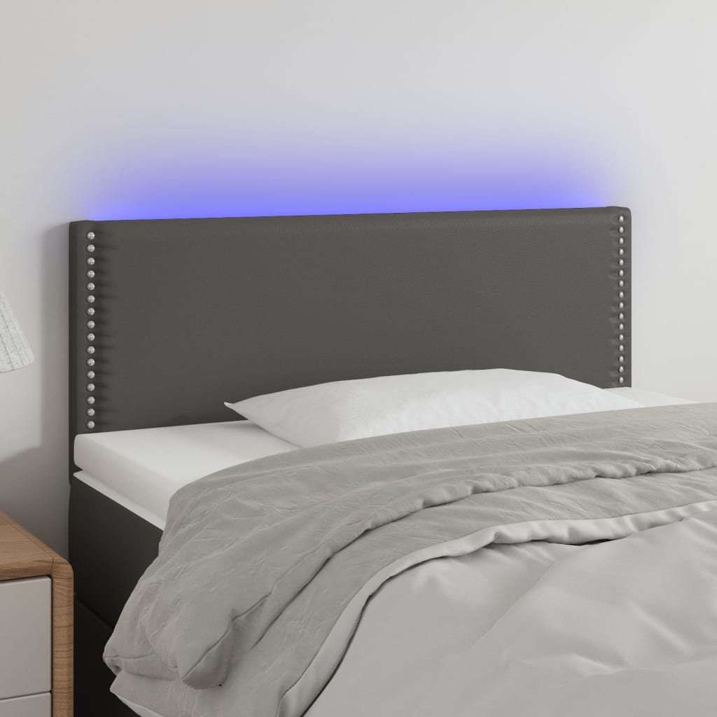 LED uzglavlje sivo 100 x 5 x 78/88 cm od umjetne kože
