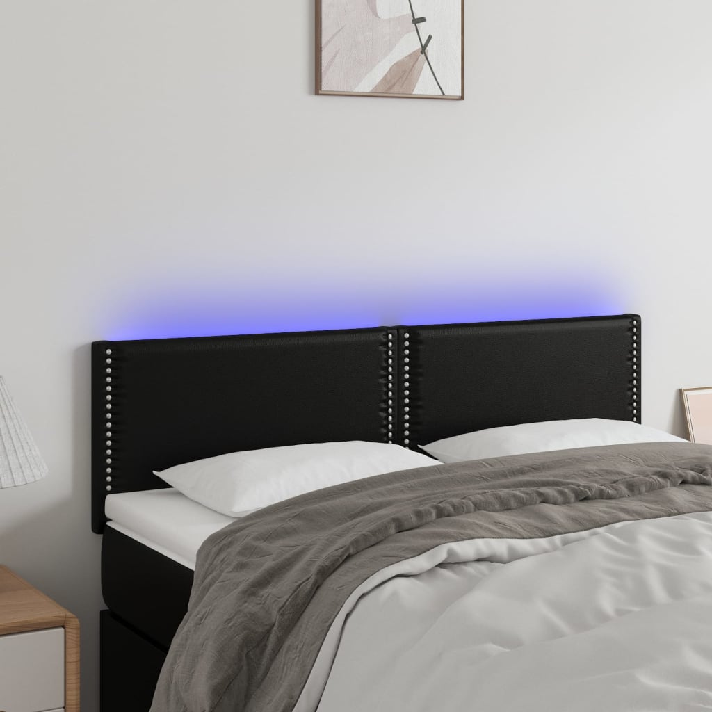 LED uzglavlje crno 144 x 5 x 78/88 cm od umjetne kože