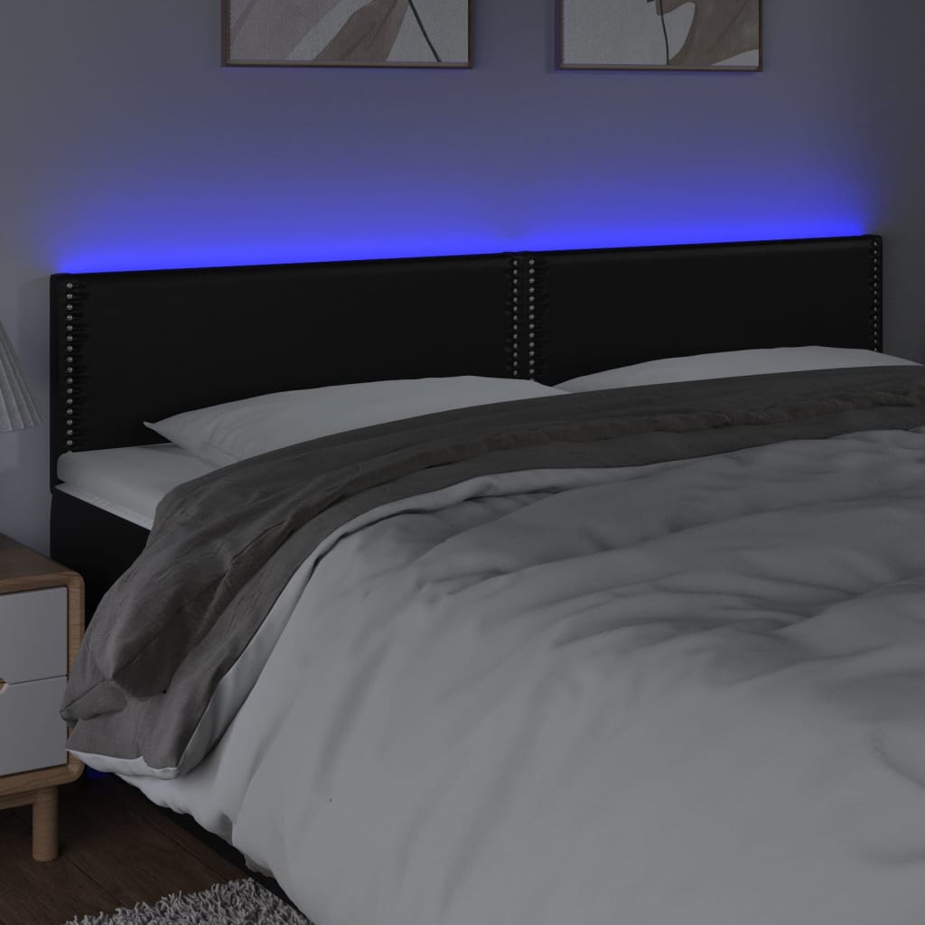 LED uzglavlje crno 180 x 5 x 78/88 cm od umjetne kože