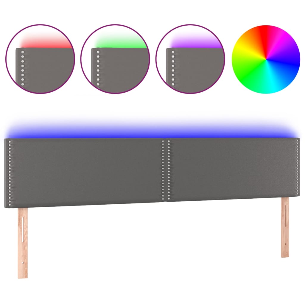 LED uzglavlje sivo 200 x 5 x 78/88 cm od umjetne kože