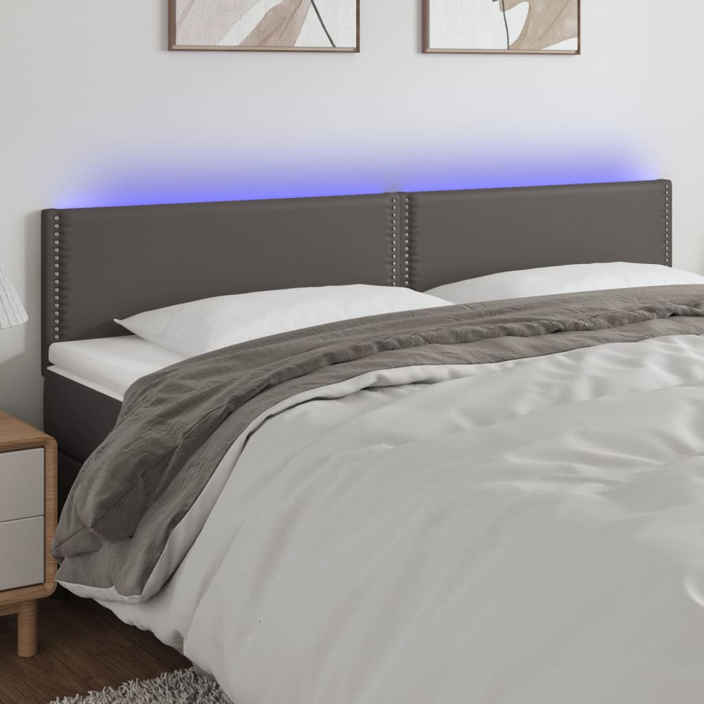 LED uzglavlje sivo 200 x 5 x 78/88 cm od umjetne kože