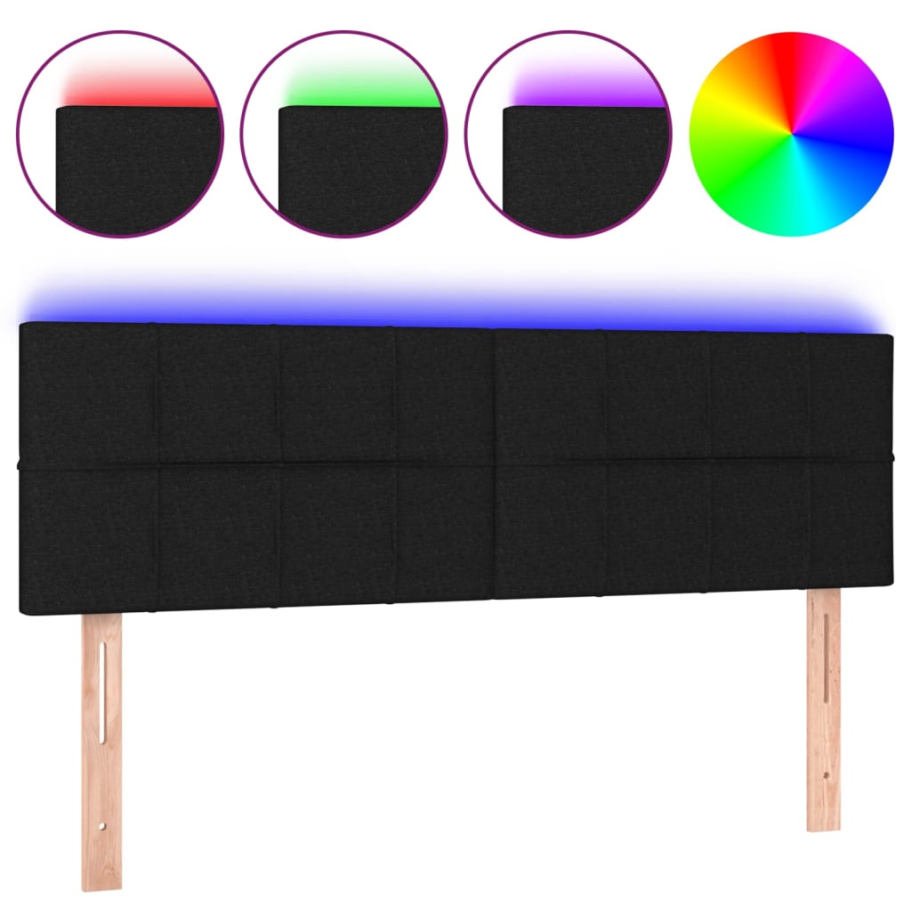 LED uzglavlje crno 144x5x78/88 cm od tkanine