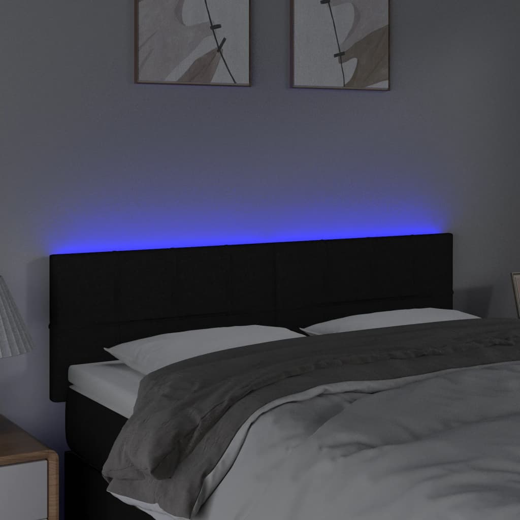 LED uzglavlje crno 144x5x78/88 cm od tkanine