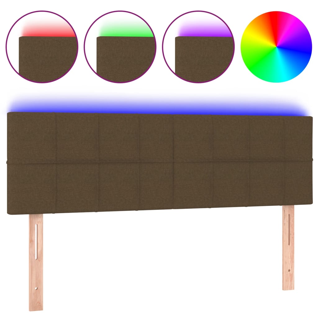 LED uzglavlje tamnosmeđe 144x5x78/88 cm od tkanine