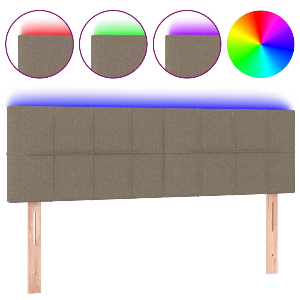 LED uzglavlje smeđesivo 144x5x78/88 cm od tkanine