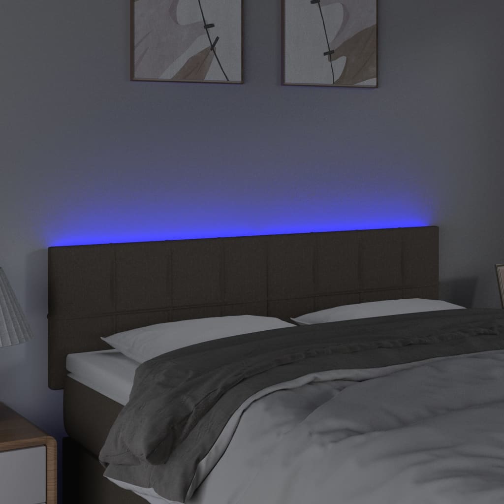 LED uzglavlje smeđesivo 144x5x78/88 cm od tkanine