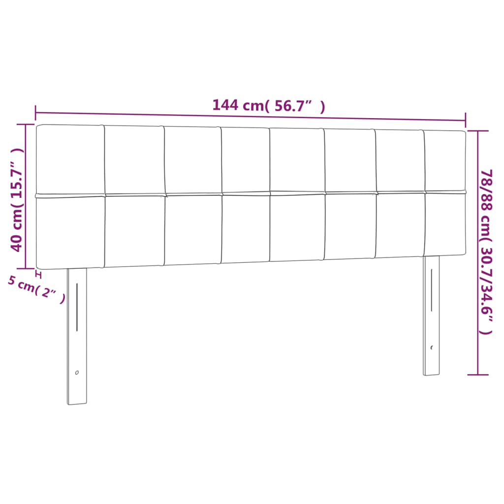 LED uzglavlje smeđesivo 144x5x78/88 cm od tkanine
