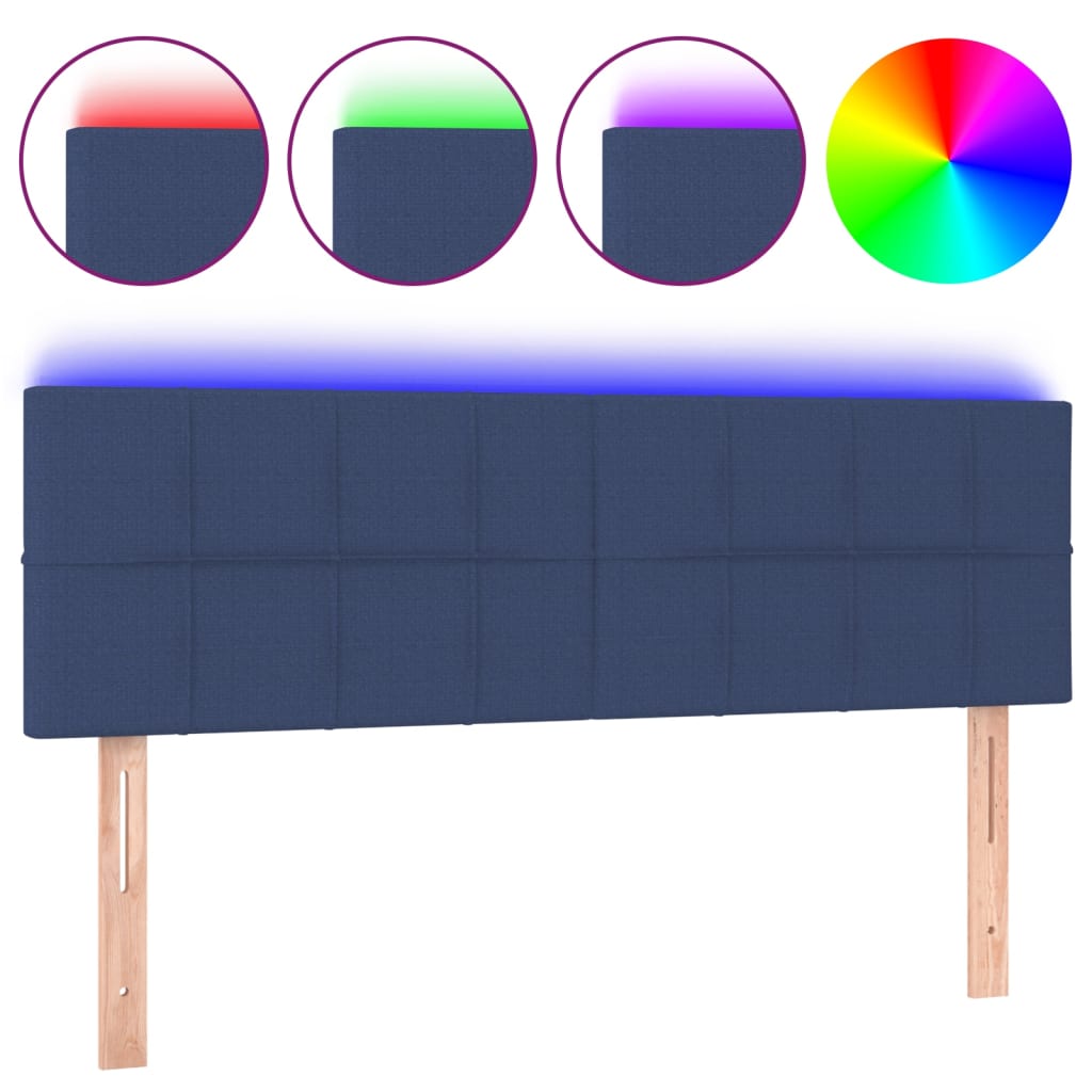 LED uzglavlje plavo 144x5x78/88 cm od tkanine