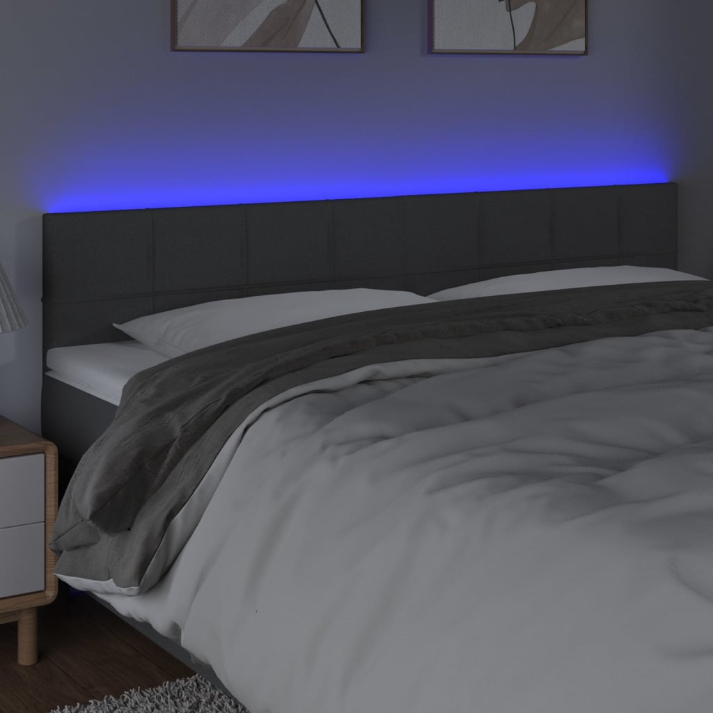 LED uzglavlje tamnosivo 180x5x78/88 cm od tkanine