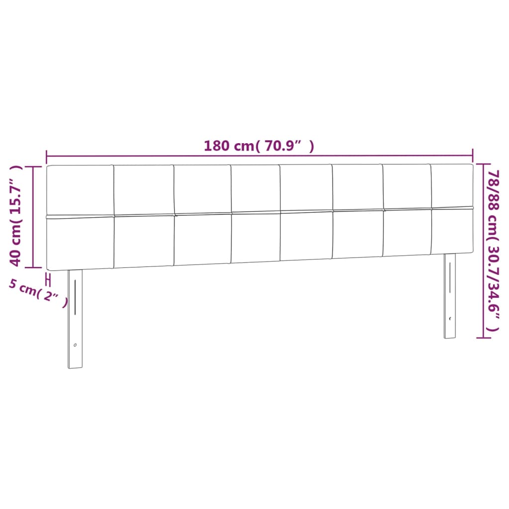 LED uzglavlje tamnosivo 180x5x78/88 cm od tkanine