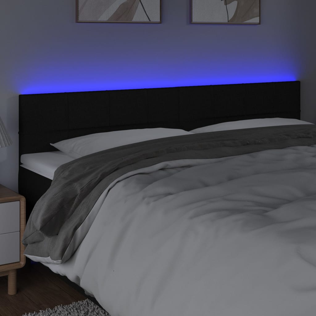 LED uzglavlje crno 180x5x78/88 cm od tkanine