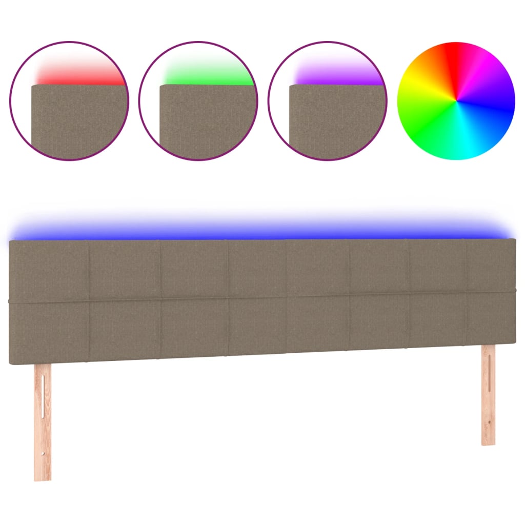 LED uzglavlje smeđesivo 180x5x78/88 cm od tkanine