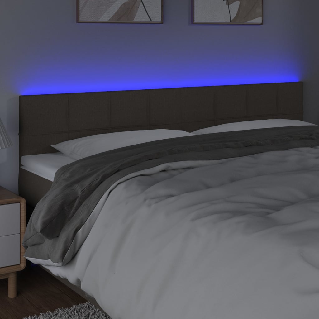LED uzglavlje smeđesivo 180x5x78/88 cm od tkanine