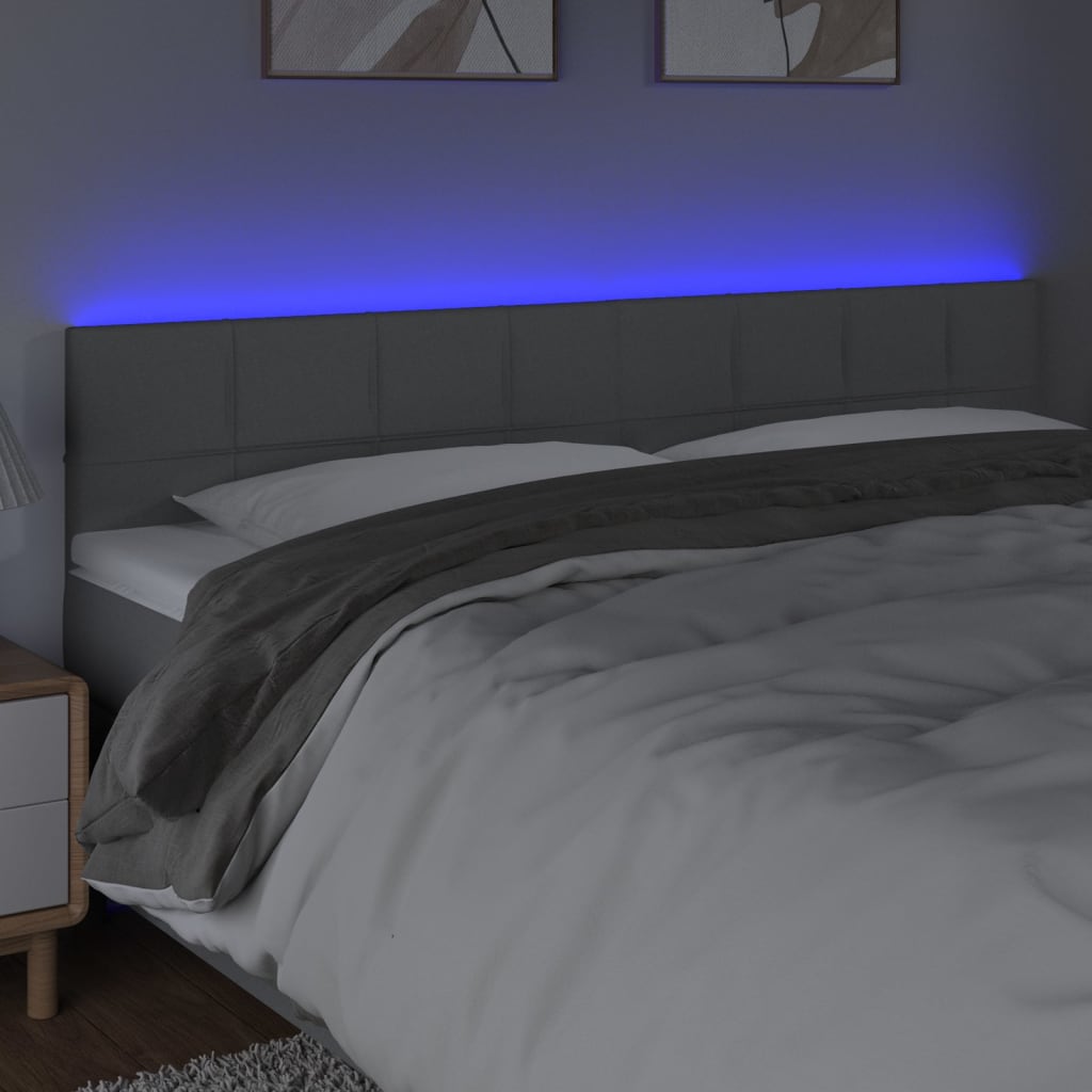 LED uzglavlje svjetlosivo 200x5x78/88 cm od tkanine