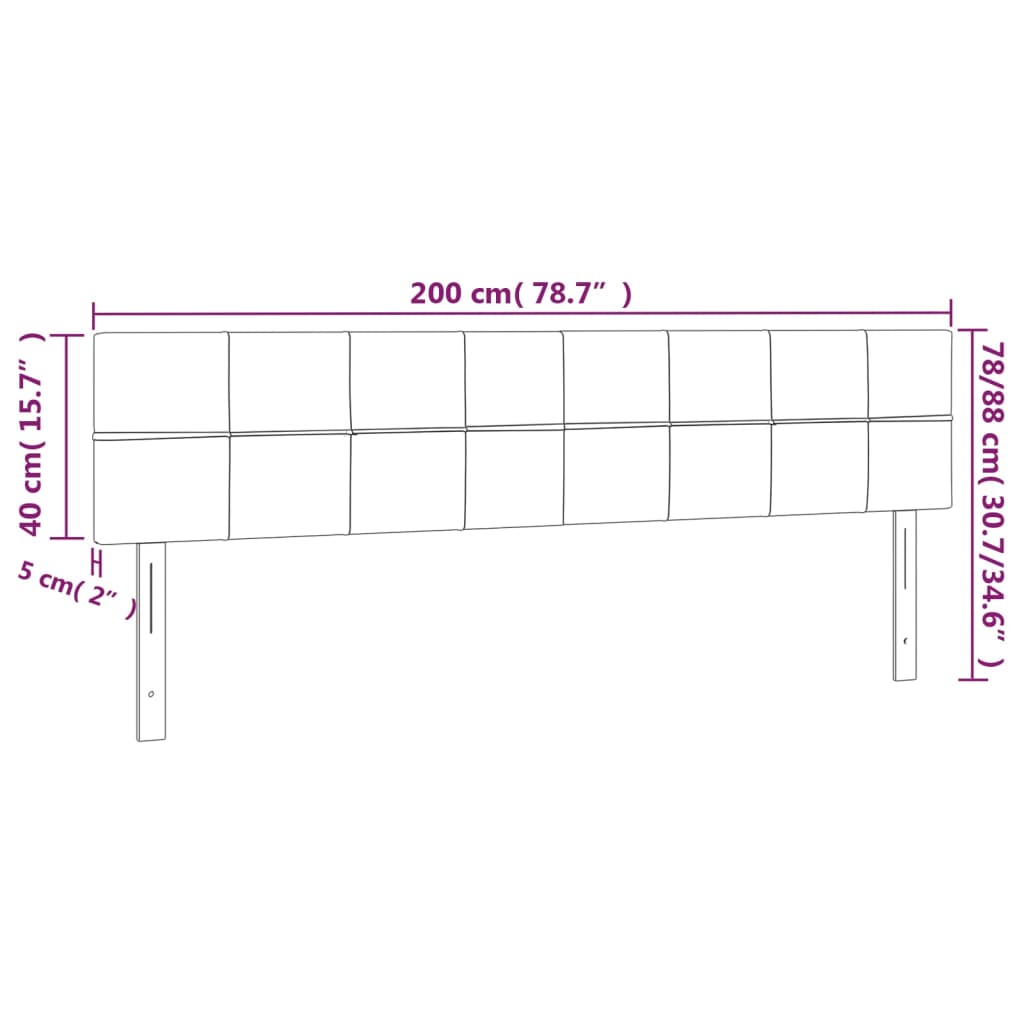 LED uzglavlje tamnosmeđe 200x5x78/88 cm od tkanine