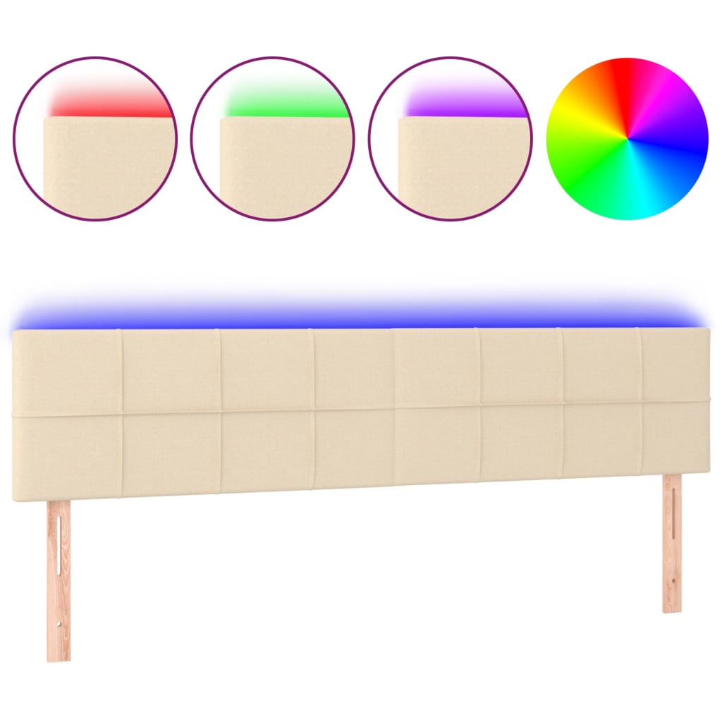 LED uzglavlje krem 200x5x78/88 cm od tkanine