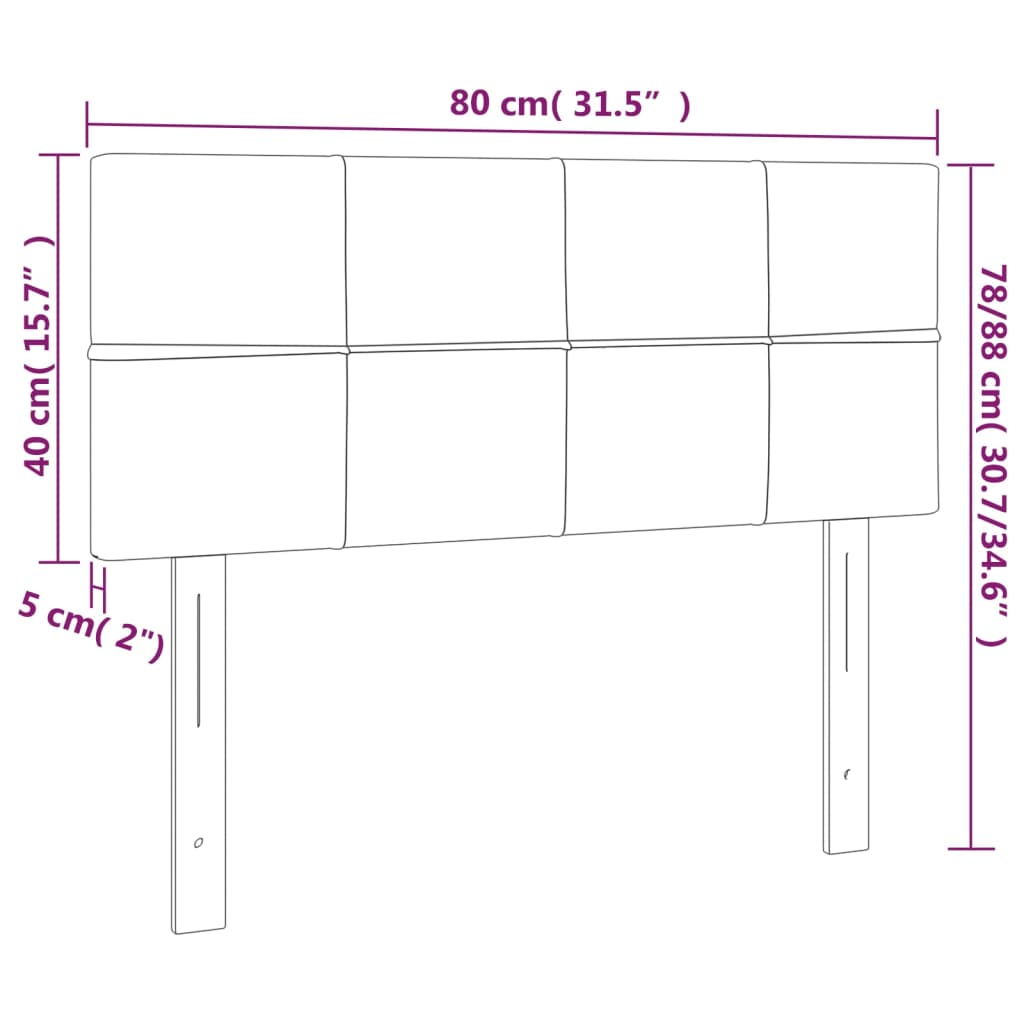 LED uzglavlje crno 80 x 5 x 78/88 cm baršunasto