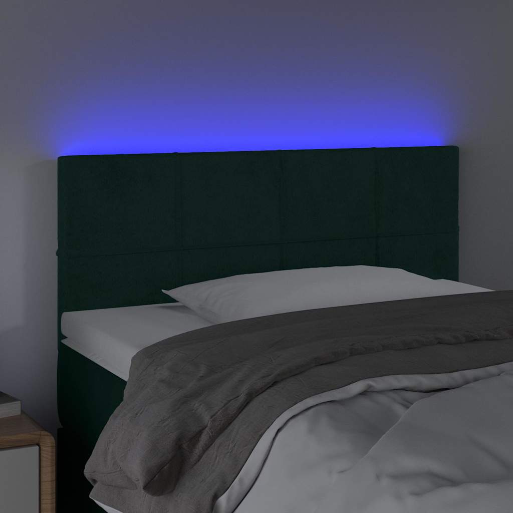 LED uzglavlje tamnozeleno 80 x 5 x 78/88 cm baršunasto