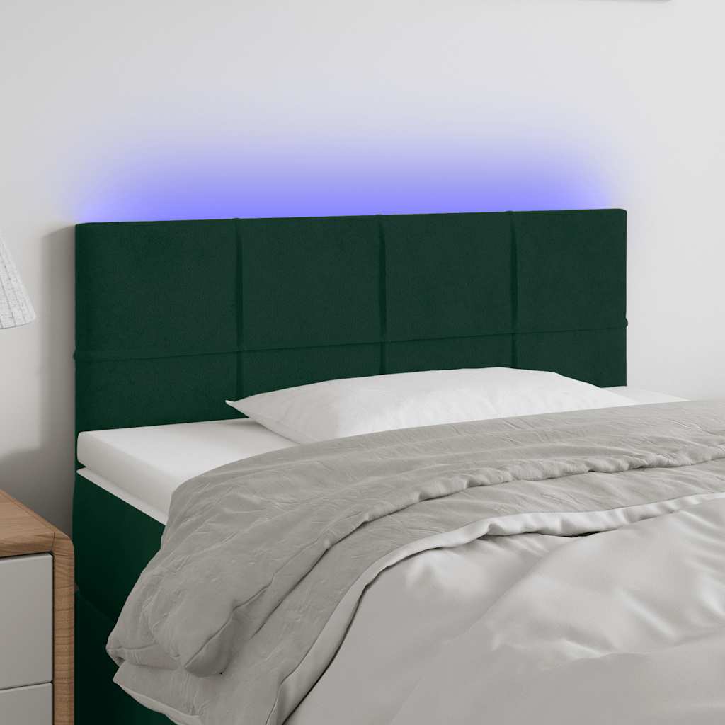 LED uzglavlje tamnozeleno 80 x 5 x 78/88 cm baršunasto