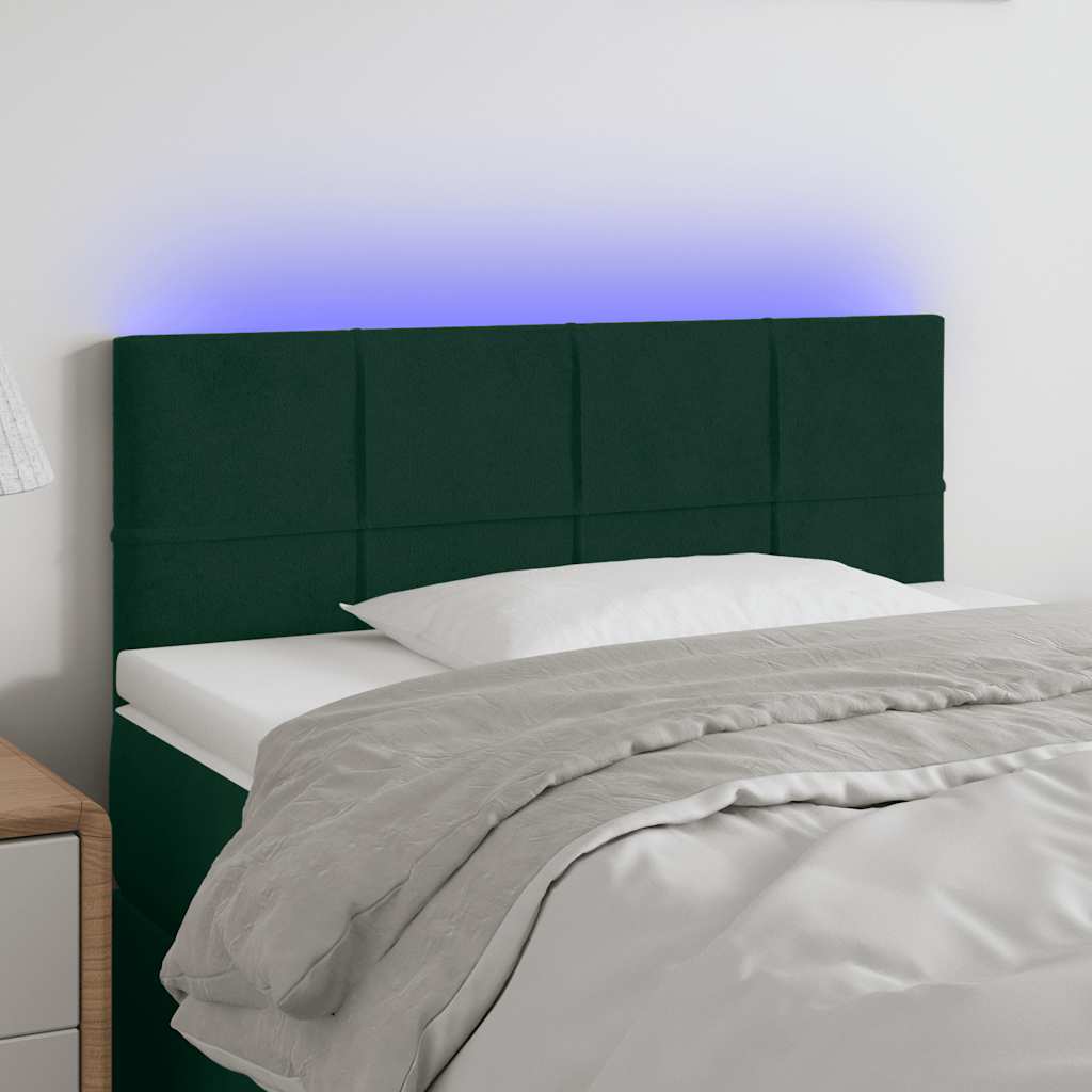 LED uzglavlje tamnozeleno 90x5x78/88 cm baršunasto