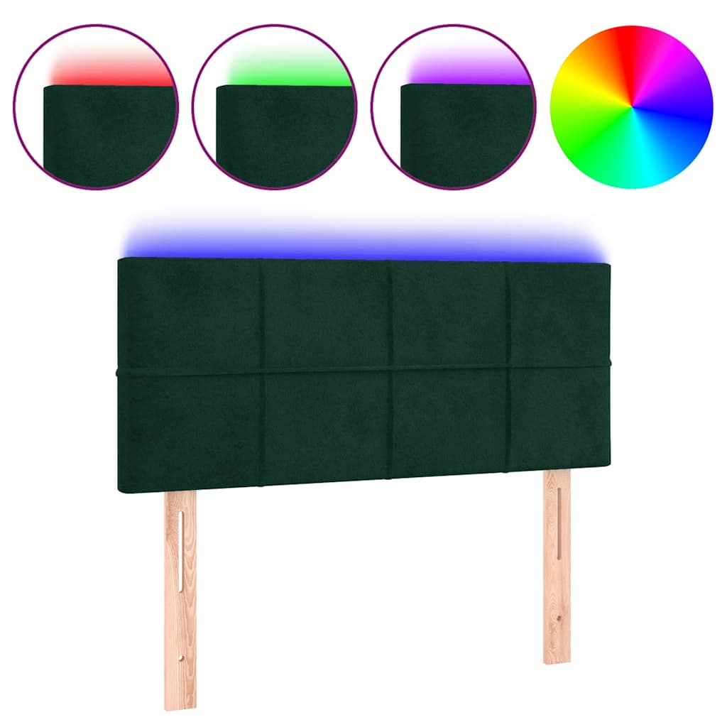 LED uzglavlje tamnozeleno 100x5x78/88 cm baršunasto