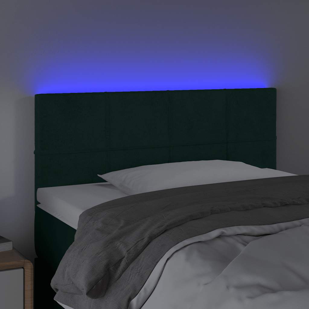 LED uzglavlje tamnozeleno 100x5x78/88 cm baršunasto