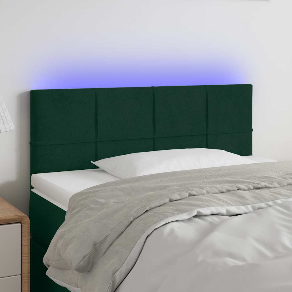 LED uzglavlje tamnozeleno 100x5x78/88 cm baršunasto