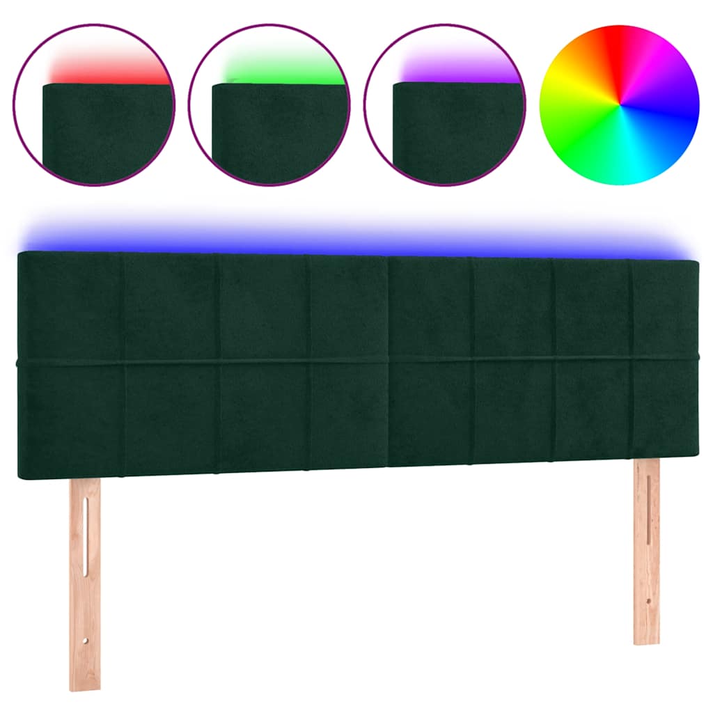 LED uzglavlje tamnozeleno 144x5x78/88 cm baršunasto