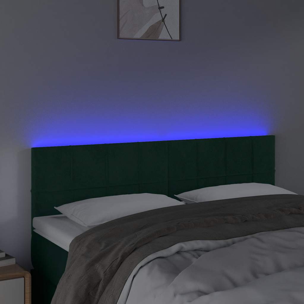 LED uzglavlje tamnozeleno 144x5x78/88 cm baršunasto
