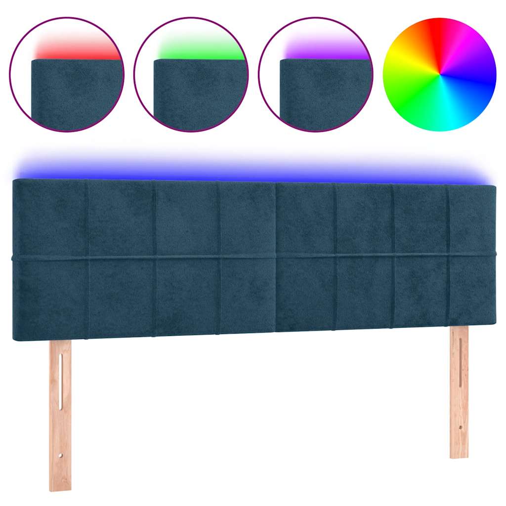 LED uzglavlje tamnoplavo 144x5x78/88 cm baršunasto