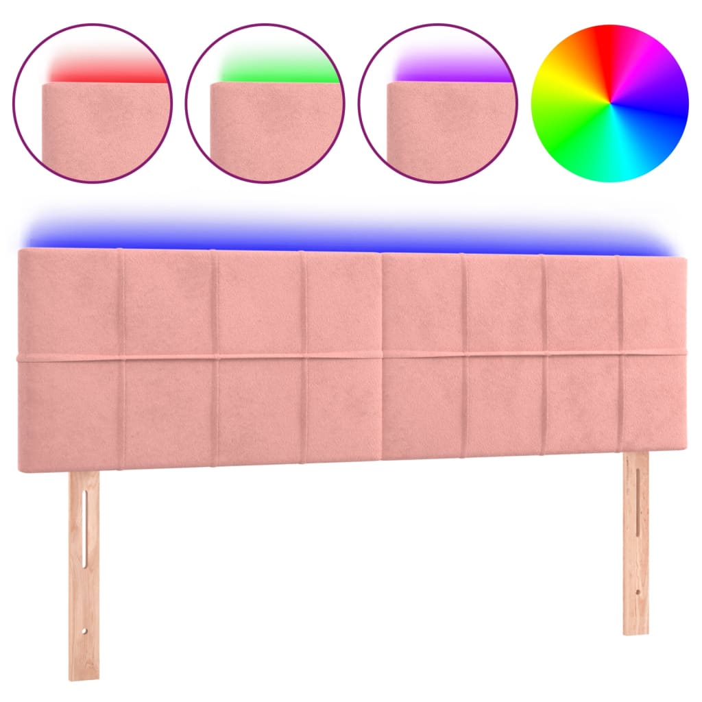 LED uzglavlje ružičasto 144x5x78/88 cm baršunasto