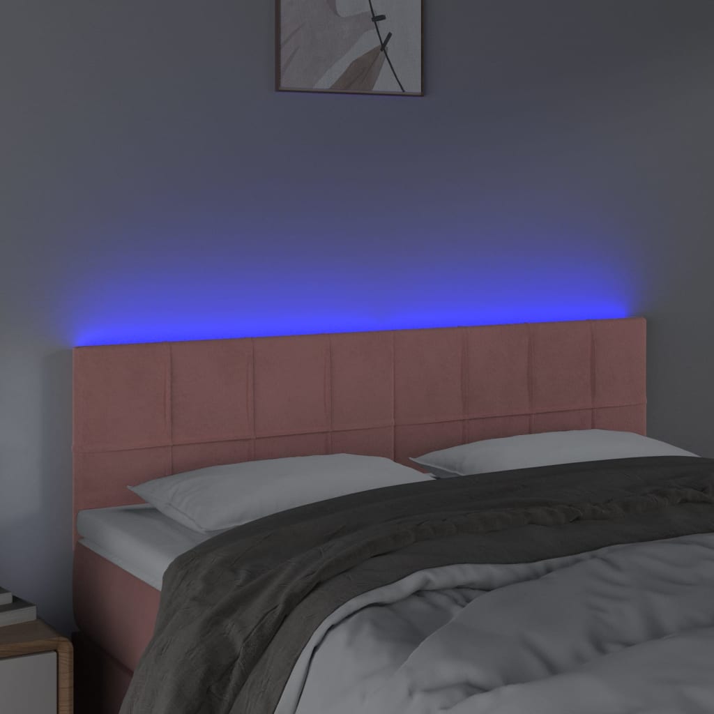 LED uzglavlje ružičasto 144x5x78/88 cm baršunasto