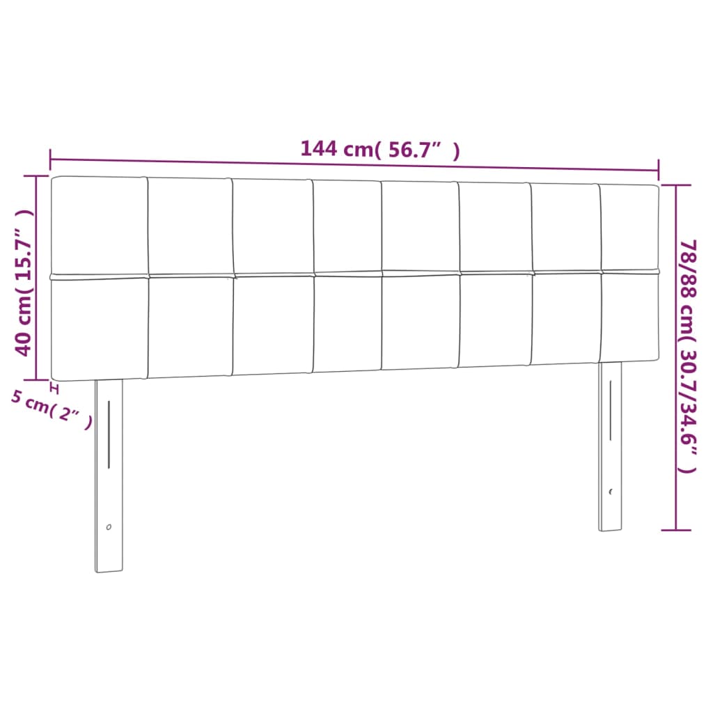 LED uzglavlje ružičasto 144x5x78/88 cm baršunasto