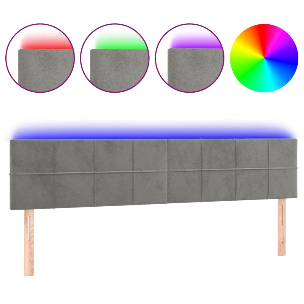LED uzglavlje svjetlosivo 160x5x78/88 cm baršunasto