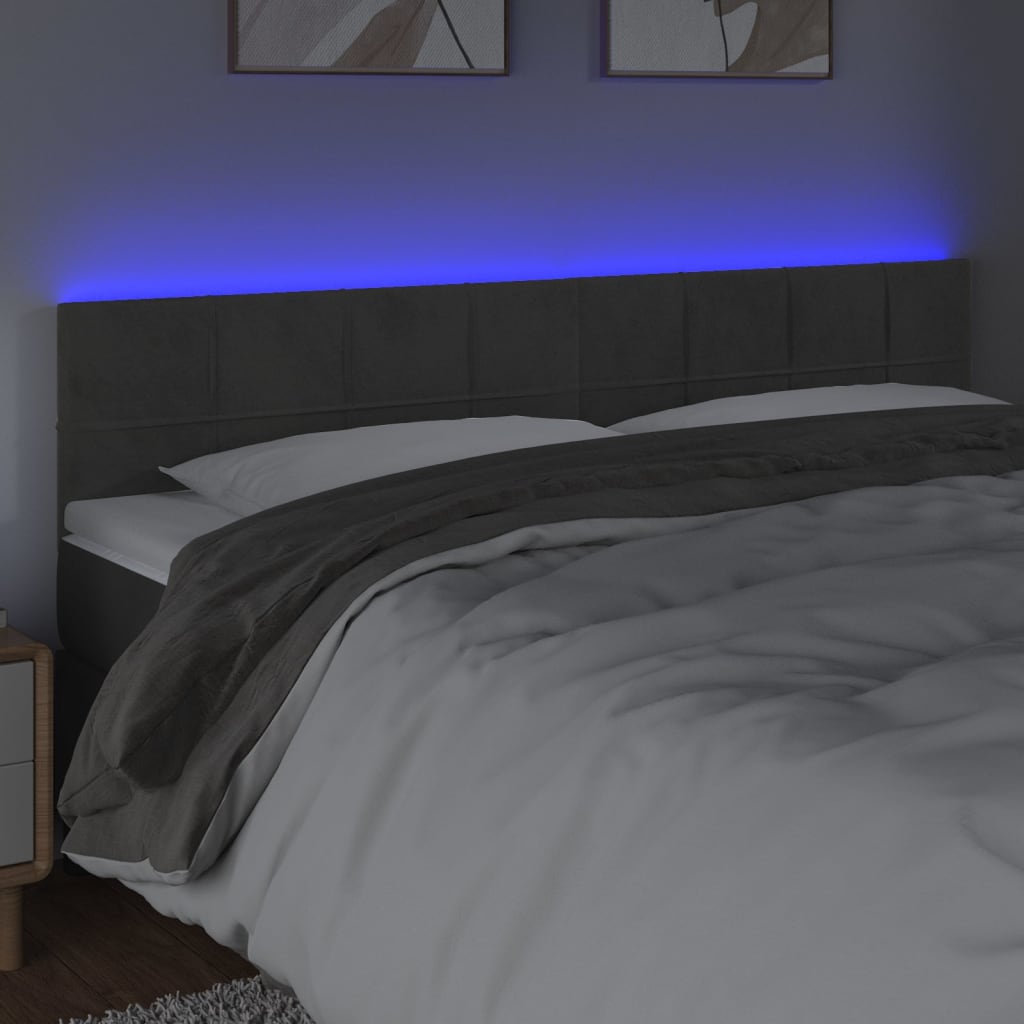 LED uzglavlje tamnosivo 160x5x78/88 cm baršunasto