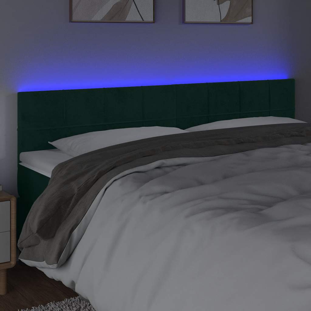 LED uzglavlje tamnozeleno 160x5x78/88 cm baršunasto